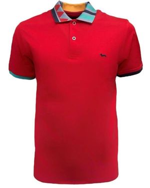 Harmont & Blaine Rotes Herren Poloshirt Mit Gemusterten Kragen