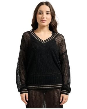 Gaelle Paris V-Ausschnitt Cut-Out Pullover - Schwarz