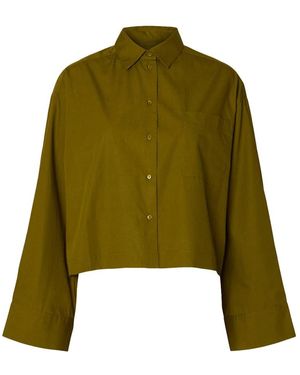 SELECTED Ls Cropped Boxy Shirt - Groen