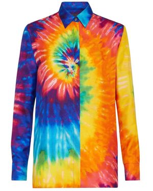 Philipp Plein Zijden Overhemd Met Tie-Dye Print - Oranje