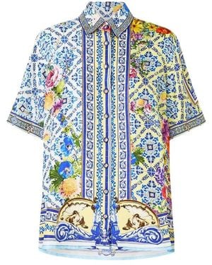 CAMILLA Zijden Shirt - Blauw