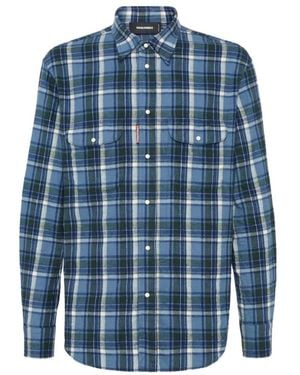 DSquared² Blaues Karomuster Grafikdruck Hemd