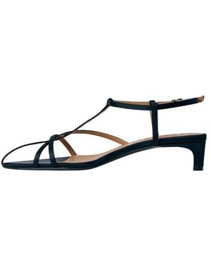 Jil Sander Schoenen ,Zwart ,Leer Leren Sandalen Met Kooi-Design