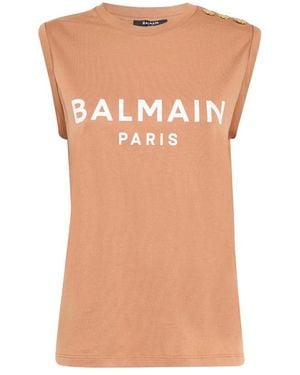 Balmain Sleeveless Tops - Marron