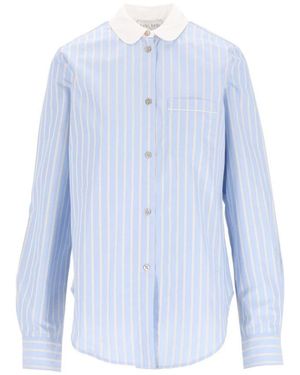 forte_forte Gestreepte Katoenen Blouse - Blauw