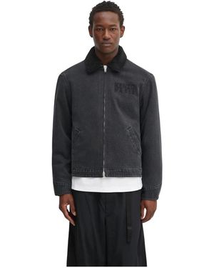 KENZO Jassen ,Zwart ,Denim Sherpa-Kraag Denim Jacket