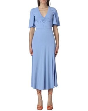Patrizia Pepe Elegantes V-Ausschnitt Midi Kleid - Blau