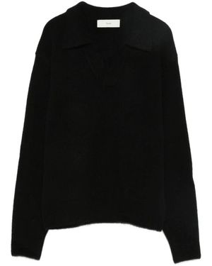 DUNST Strick-Polo-Pullover - Schwarz