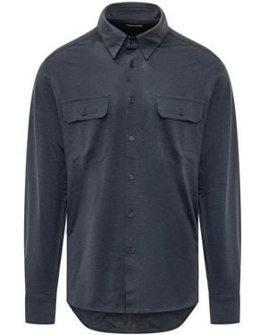 Tom Ford Blend Military Shirt - Blau
