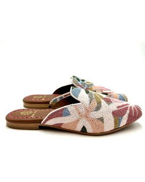 De Siena Handgefertigte Perlenleder-Mules - Braun