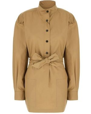 Saint Laurent Shirt Dresses - Natural