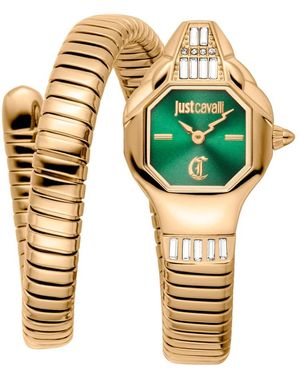 Just Cavalli Signature Snake Brillante Petite Pentagonal Horloge - Metallic