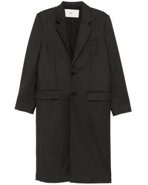 Ami Paris Single-Breasted Coats - Negro