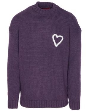 Vision Of Super Lila Herzbestickter Pullover