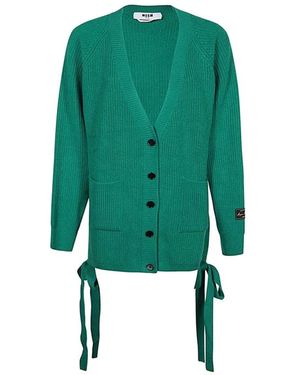 MSGM Truien & Vesten ,Groen ,Wol Geribbelde Wolmix Cardigan Met Kasjmier