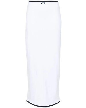 ROWEN ROSE Blaue blumenapplikation jerseyrock - Weiß