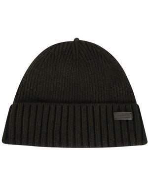 Barbour Accessoires ,Groen ,Wol Groene Wollen Blend Beanie Hoed - Zwart