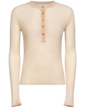 Chloé Geripptes Henley-Shirt - Natur