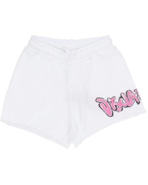 DISCLAIMER Weiße Logo-Shorts Elastischer Kordelzug
