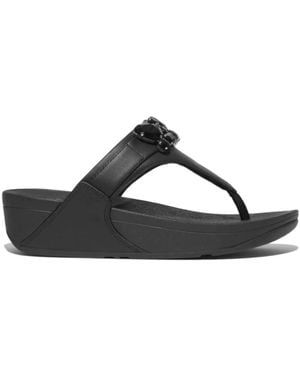 Fitflop Damessandalen Fit Flop Lulu Met Juwelenrand En Teenstijl In Zwart