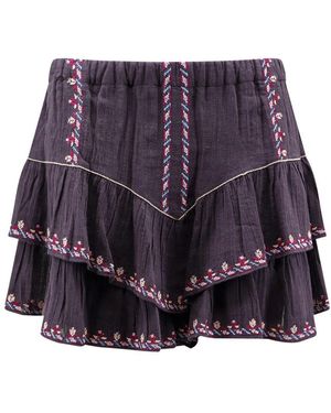 Isabel Marant Bestickte Schwarze Shorts Elastischer Bund - Lila