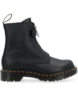 Dr. Martens Botas De Cuero Negro Con Cremallera, Mujer, Talla