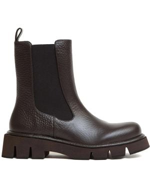 Paloma Barceló Textured Hammered Leather Ankle Boots With Sole - Black