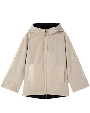 Oltre Jassen ,Polyester Korte Omkeerbare Parka Met Capuchon - Naturel