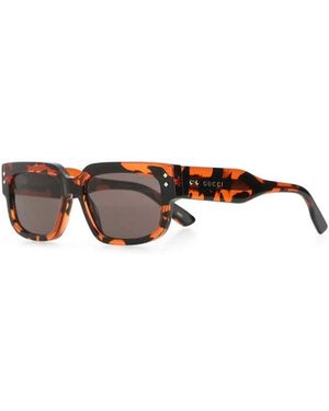 Gucci Accessoires ,Veelkleurig ,Vierkante Acetaat Zonnebril - Bruin