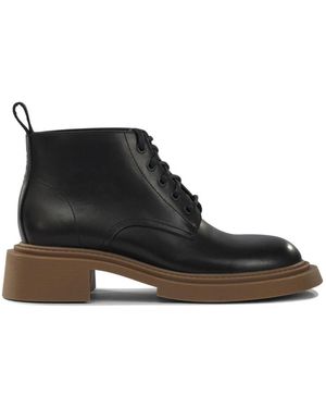 Loewe Schoenen ,Zwart ,Leer Leren Veterlaarsjes Met Enkelhoogte