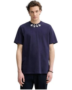 MSGM Logo-Print T-Shirt - Blau