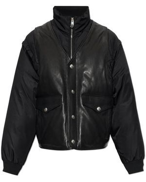 Versace Jassen ,Zwart ,Nylon Leren & Nylon Gevoerde Blouson