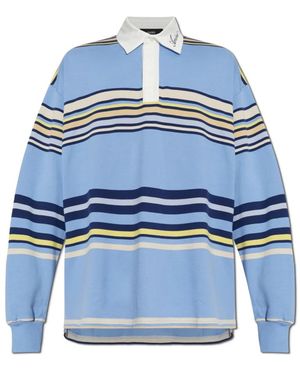 Amiri Tops ,Blauw ,Katoen Gestreefd Oversized Poloshirt Met Lange Mouwen