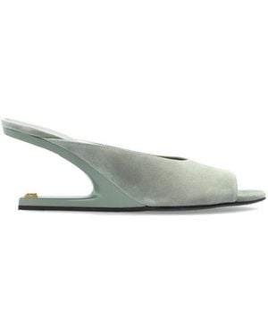 Balmain Suede Wedge Mules - Groen