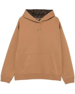 Fendi Hoodies & Sweatvesten ,Bruin ,Zucca Inside Out Camel Sweatshirt