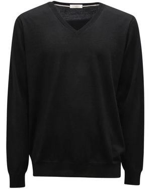 Paolo Pecora Woll V-Ausschnitt Pullover Mit Ärmelpatches - Schwarz