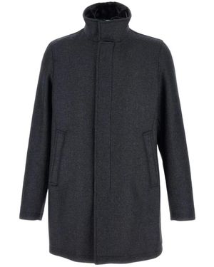 Herno Carcoat Van Easy Wool En Light Faux Fur - Blauw