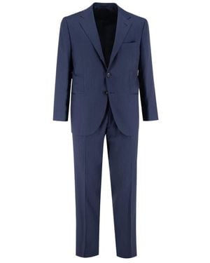 Kiton Single Breasted Suits - Blue