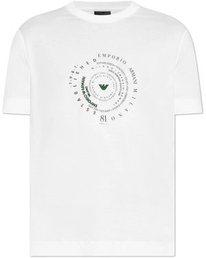 Emporio Armani T-Shirt Met Print - Wit