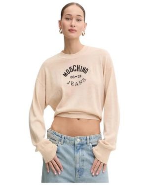 Moschino Hoodies & Sweatvesten ,Wol Gebreide Trui Met Patroon - Blauw