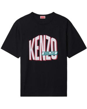 KENZO Tops ,Zwart ,Katoen Wild Tiger T-Shirt Met Borduursel