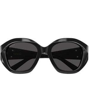 Gucci Ovale Zonnebril - Zwart