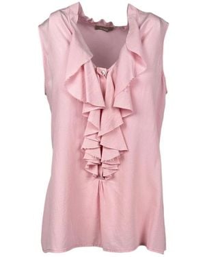 Kiltie Tops ,Roze ,Zijden Mouwloze Blouse