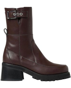 Ganni Braune Schnallen Stiefeletten