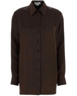 Stella McCartney Overhemden ,Bruin ,Star Silk Jacquard Shirt - Zwart