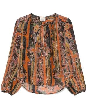 Isabel Marant Orangefarbene Bluse Mit Amöbenmuster - Braun