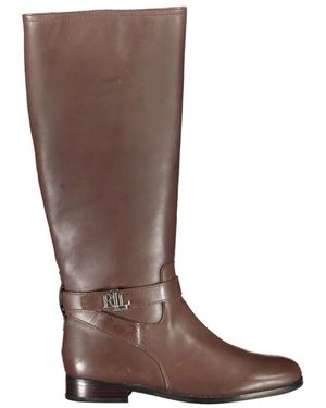 Ralph Lauren Botas Altas De Cuero Marrón Brittaney, Mujer, Talla