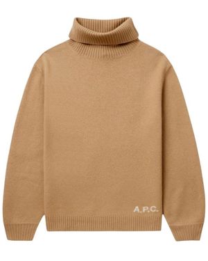 A.P.C. Merino Woll Polo Pullover - Natur
