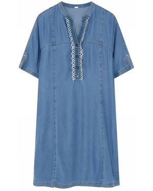 GUSTAV Denimkleid Mit Bestickten Details - Blau