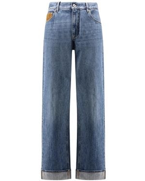 Bottega Veneta Blaue Denim Jeans Mit Lederdetail